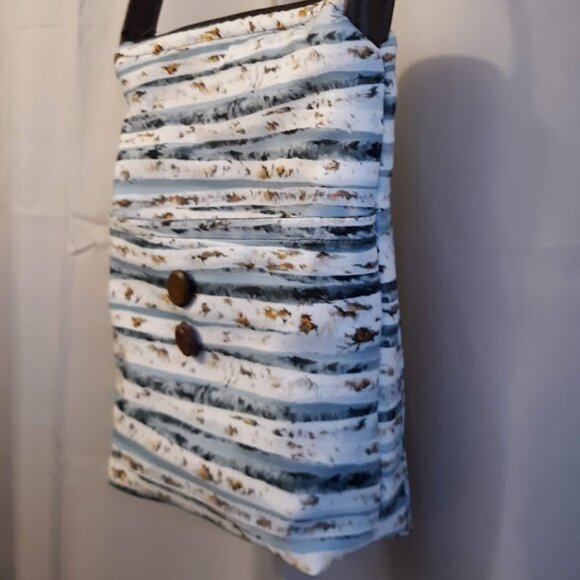 New Southwestern Western Purse Aspen Wood Tree print Blue Brown White Quilt bag - Picture 4 of 9